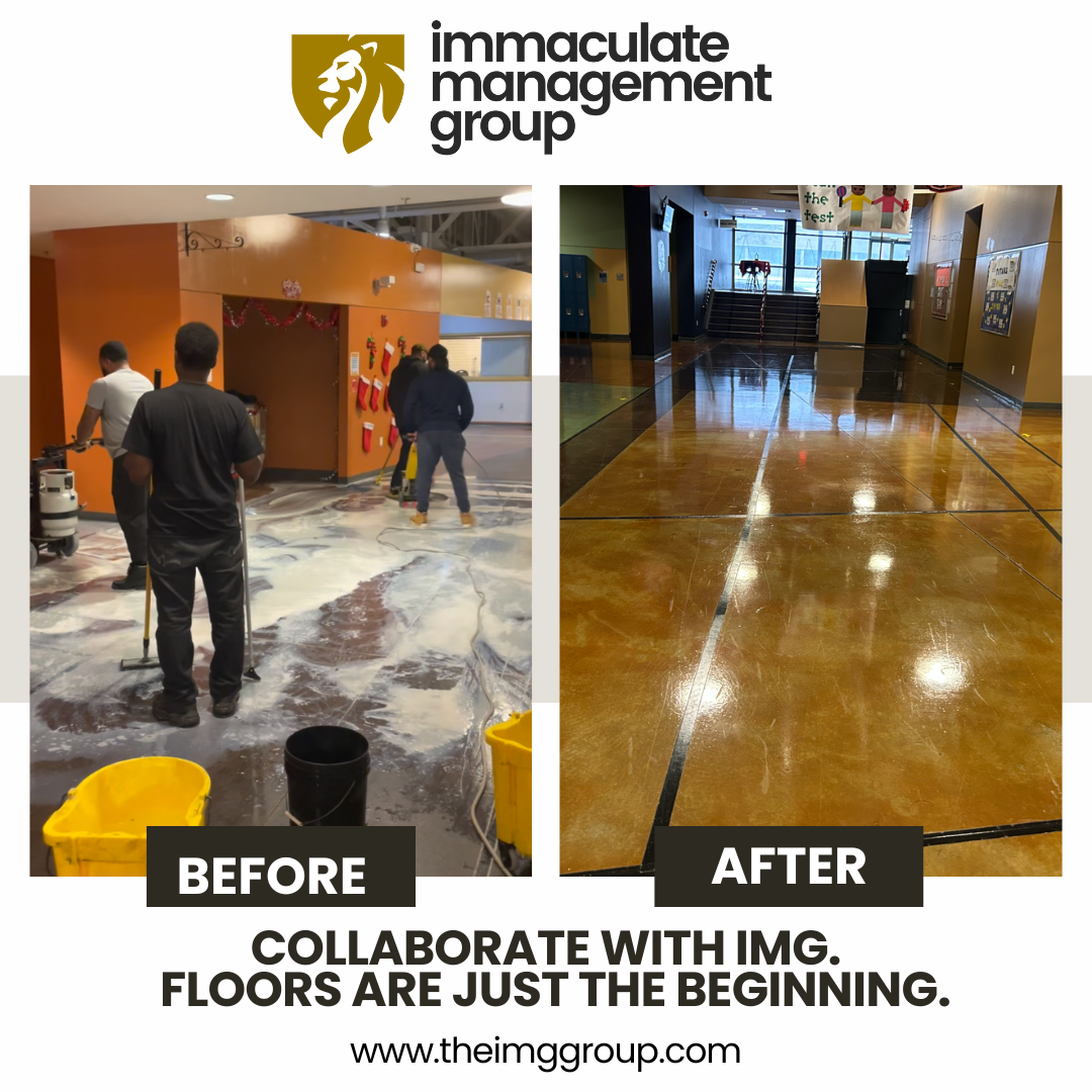 Before and after school floor restoration